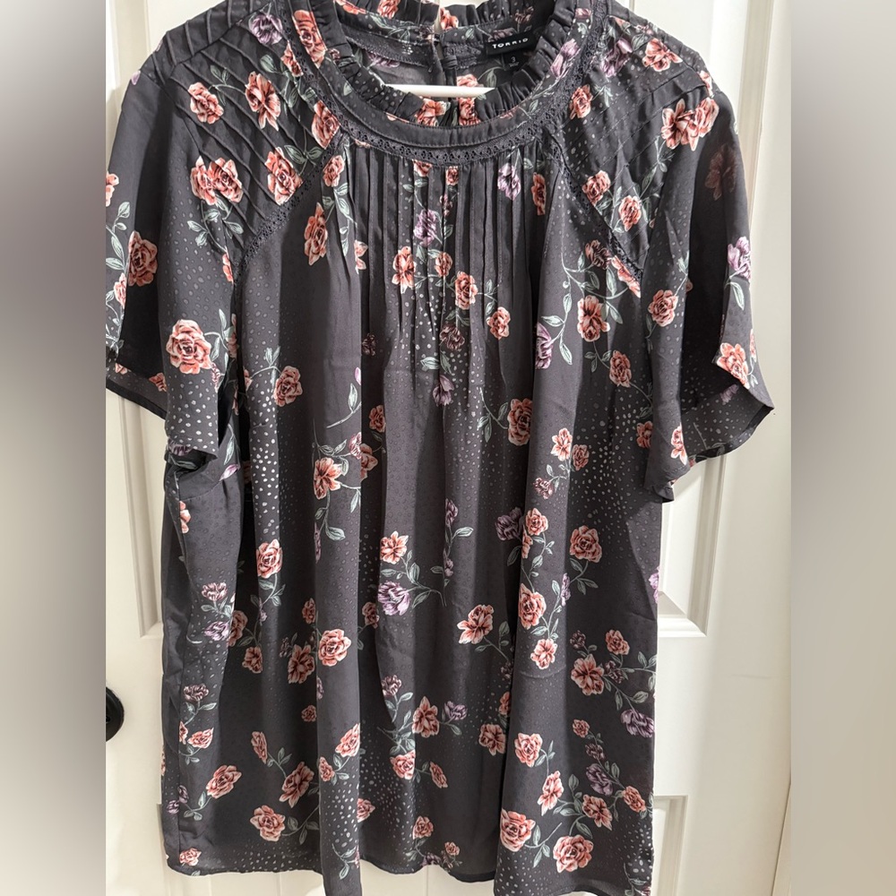 Torrid Black Floral Blouse